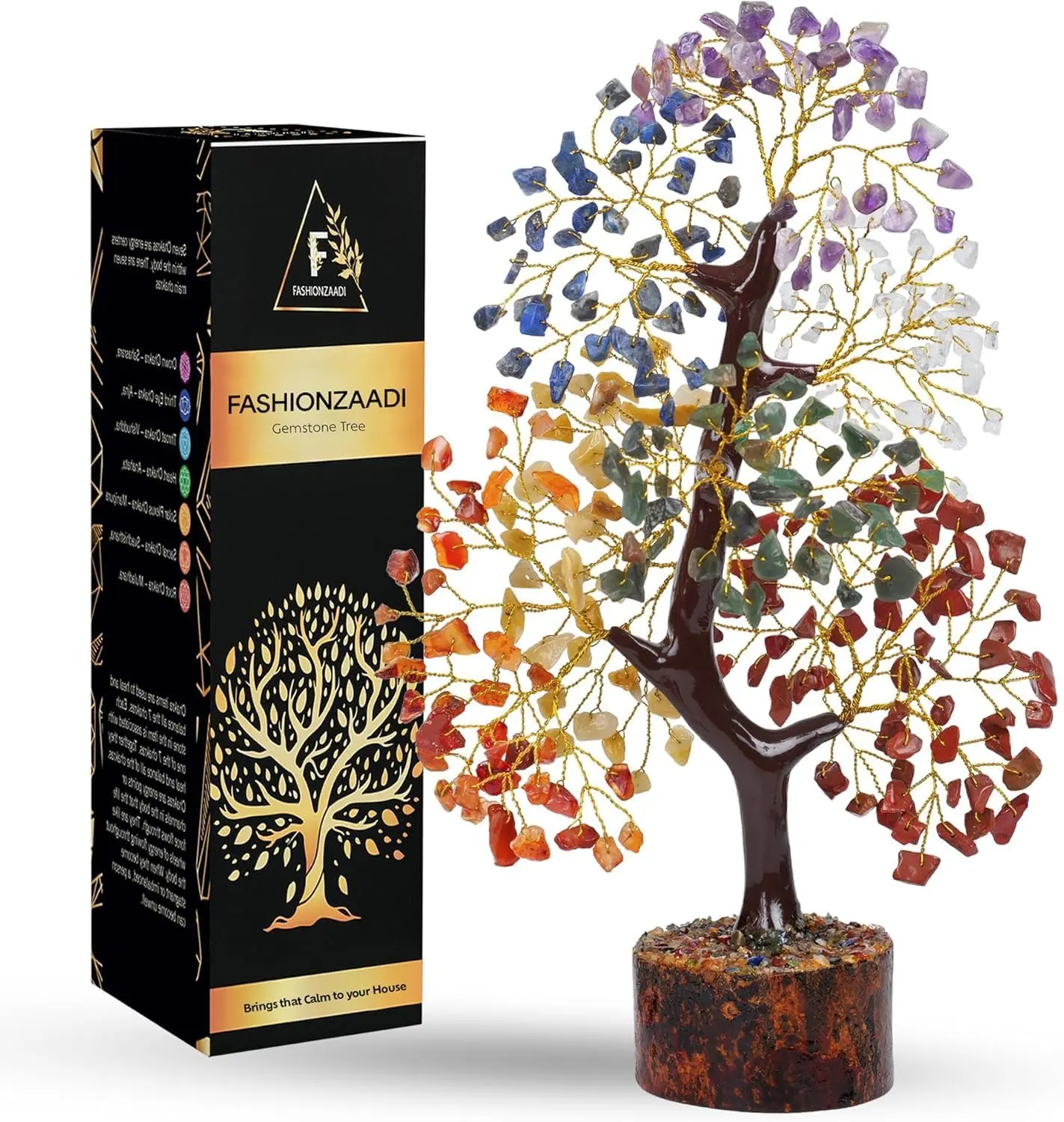 FASHIONZAADI 7 Chakra Tree of Life - Crystals & Healing Stones | Birthday Gifts for Women | Crystal Tree for Positive Energy | Home Office Decor | Spiritual Gifts for Women