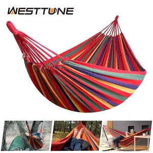 Outdoor Canvas Hammock Camping Swing Hammock with Tree Ropes Load-bearing Up to 200kg Perfect for Garden Patio Backyard