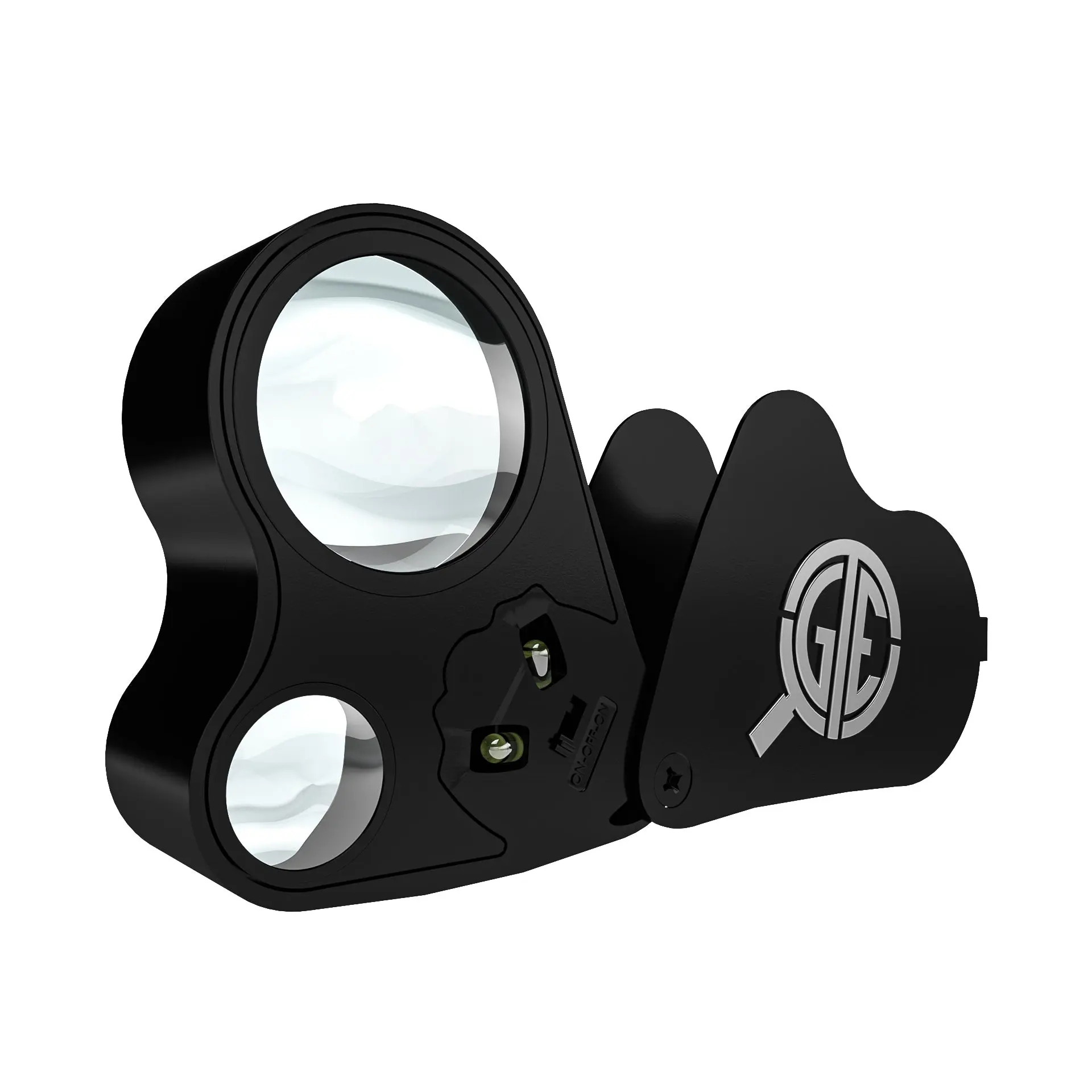 GTE Illuminated Foldable Jewelers Eye Loupe - 30X-60X Dual-Lens Optical Measuring Tool with Bright LED Lighting, 3 LR1130 Button Batteries, Office Desk Accessory for Antiques, Gems, Hobbies, Rocks, Photos