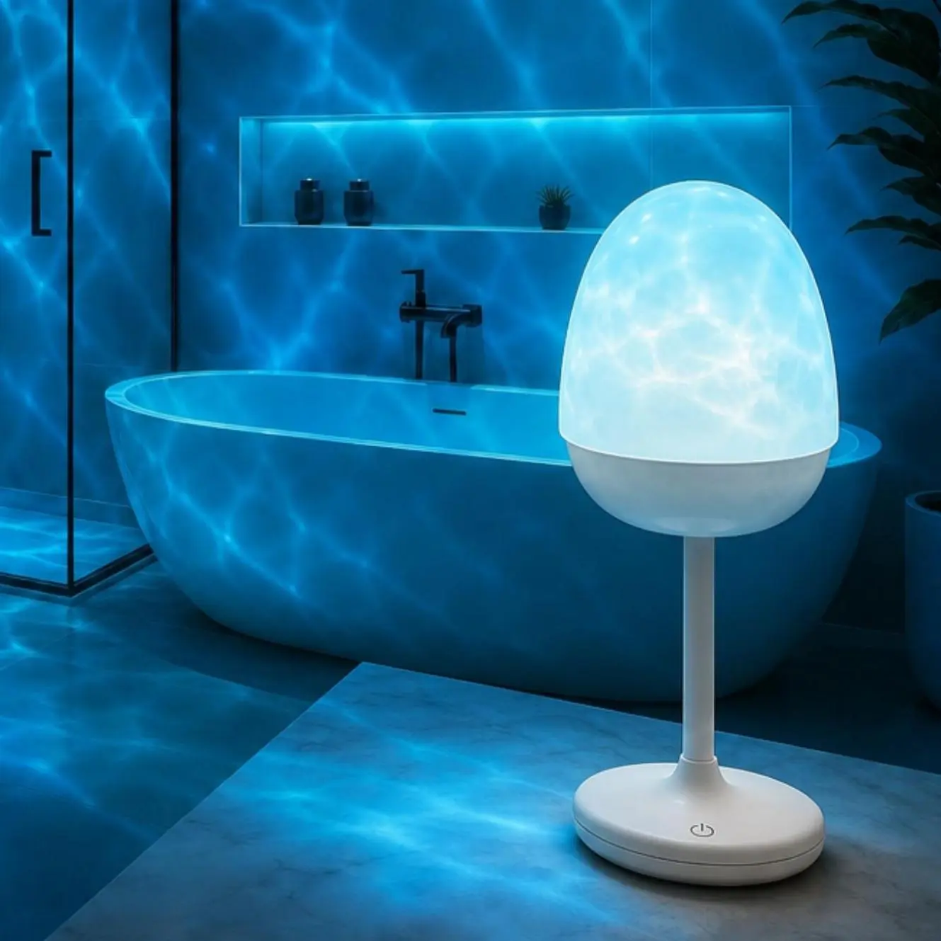 Waterproof Shower Light with Speaker,Water Ripple Lamp, Ocean Wave Projector with 8-Color RGB Mood Lighting,Rechargeable Shower Lights for Inside Shower,Perfect for Bathroom, Bedroom & Relaxing Spa Nights