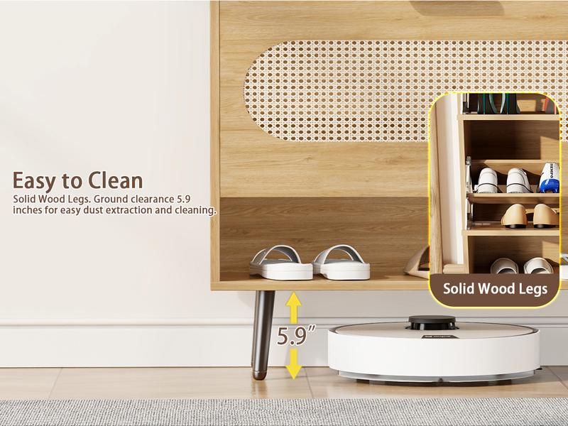 【HolidayHaul】Shoe Cabinet with Doors, 6-Tier Shoe Storage Cabinet with Adjustable Shelves, Wooden 50'' Tall Shoes Rack Organizer Cabinet for Entryway, Front Door, Hallway Closet, Living Room - Blue