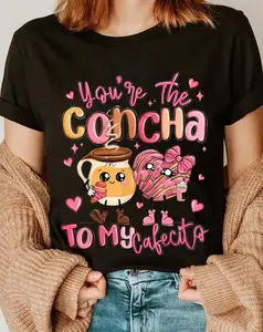 100% Cotton You Are The Concha To My Cafecito Funny Mexican Valentines T-Shirt