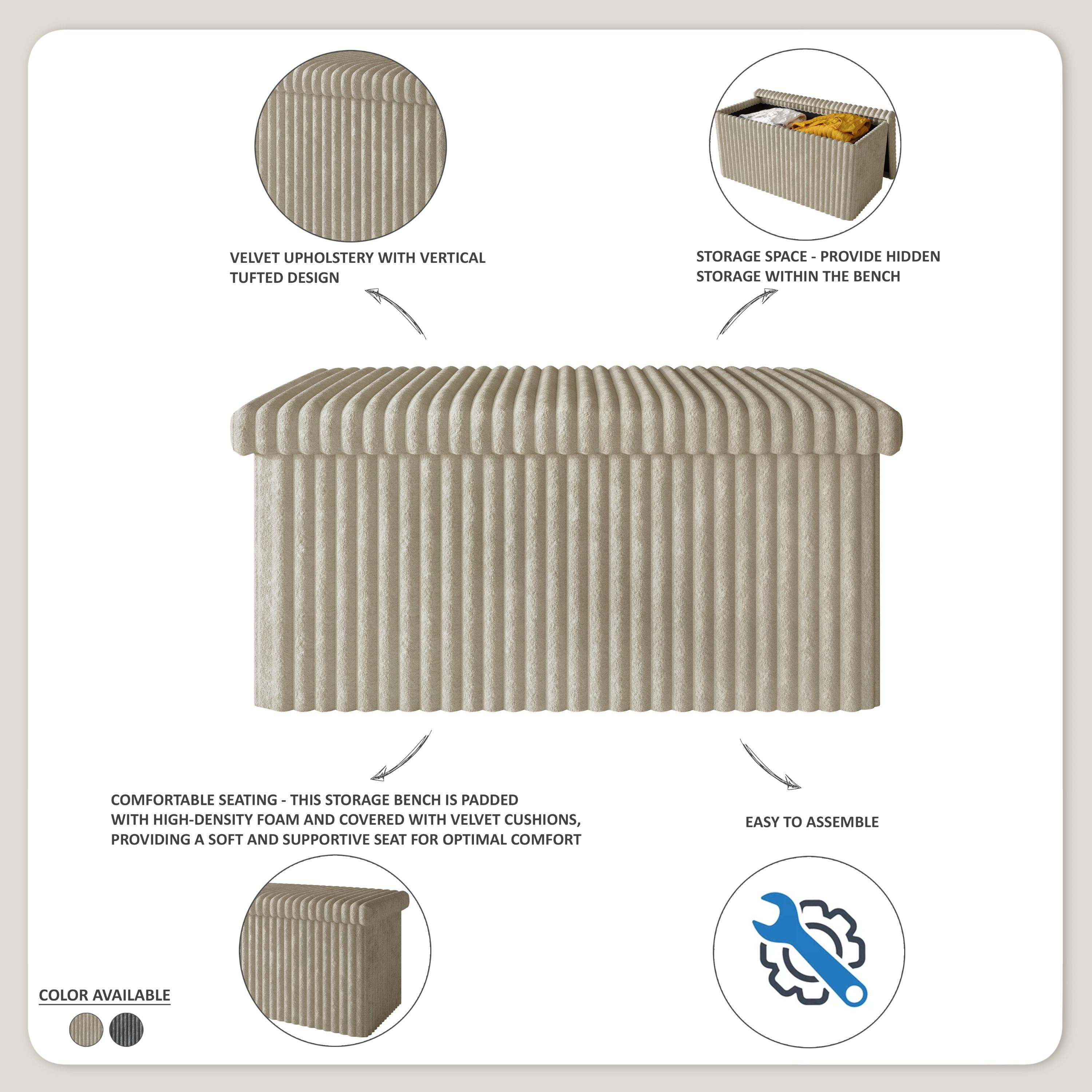 Favorer 12"/30"/42" Tufted Upholstered Folding Storage Ottoman Bench Favorer 12"/30"/42" Tufted Upholstered Folding Storage Ottoman Bench