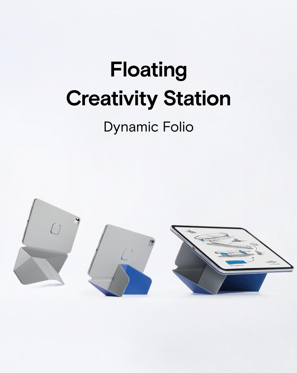 MOFT Dynamic Folio, Magnetic iPad Case & Stand, Floating Mode & Multi-Angle Viewing, Dual-Screen Viewing with iPhone, Lightweight & Portable