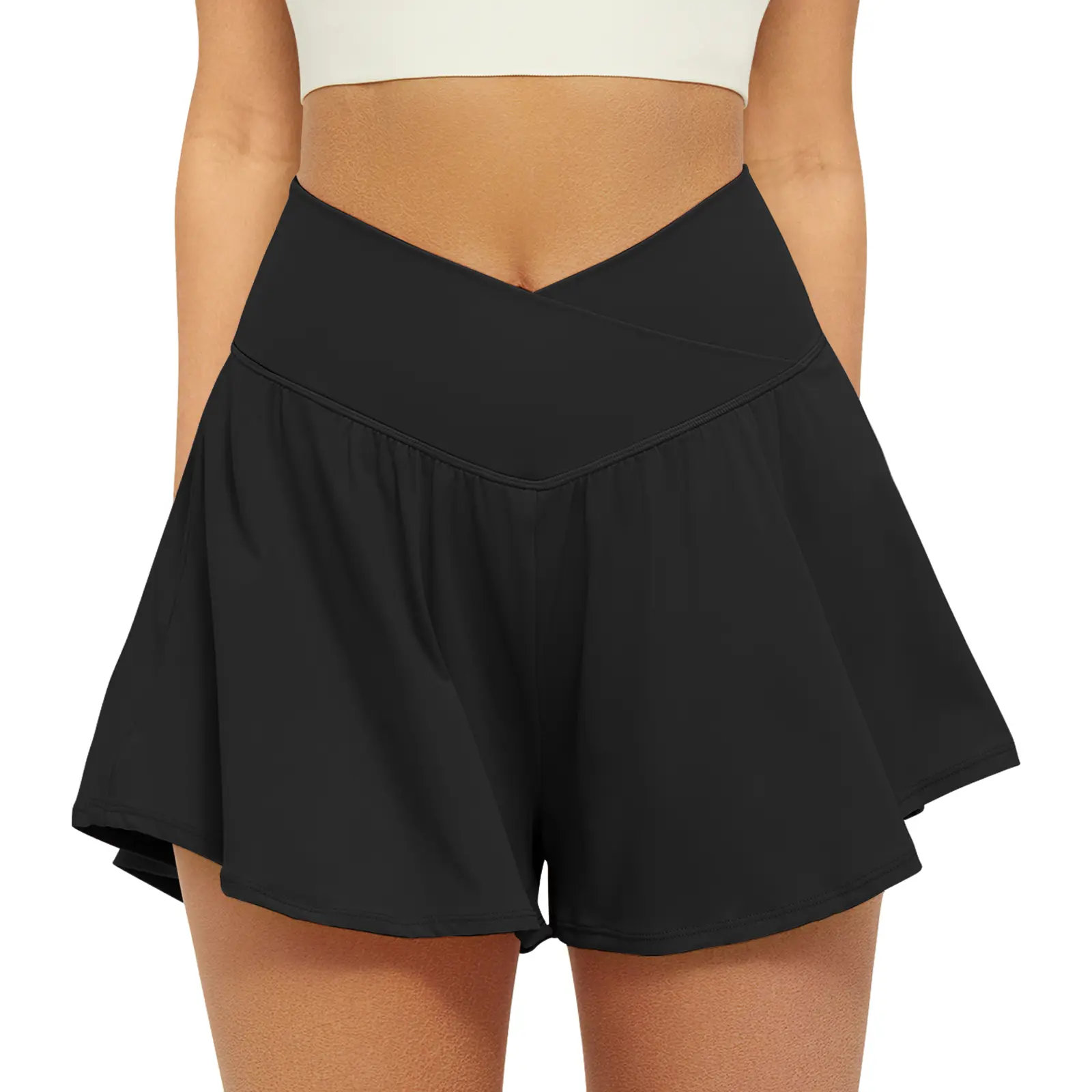 FireSwan Crossover Athletic Shorts for Women 2 in 1 Flowy Running Shorts with Pockets Spandex Butterfly Workout Tennis Skorts#Summervibes