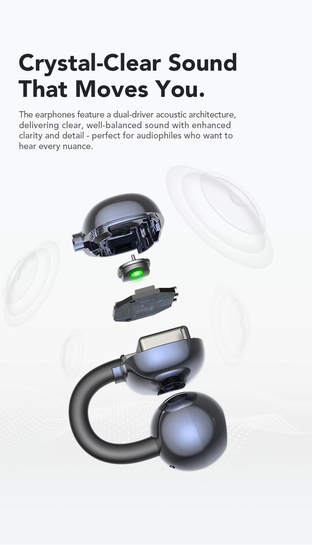 MINISO MS212 Clip On Wireless Headphones with 2025 Bluetooth 6.0