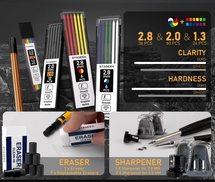 34 Pack Carpenter Pencil Set with Sharpener, Mechanical Carpenter Pencils with Deep Hole Long-Nib Marker Pens, Automatic Center Punch,Carbide Scribe Tool & Construction Pencils for Architect Woodworking with Case(Red, Black, Yellow, Blue) 34 Pack Carpenter Pencil Set with Sharpener, Mechanical Carpenter Pencils with Deep Hole Long-Nib Marker Pens, Automatic Center Punch,Carbide Scribe Tool & Construction Pencils for Architect Woodworking with Case(Red, Black, Yellow, Blue)