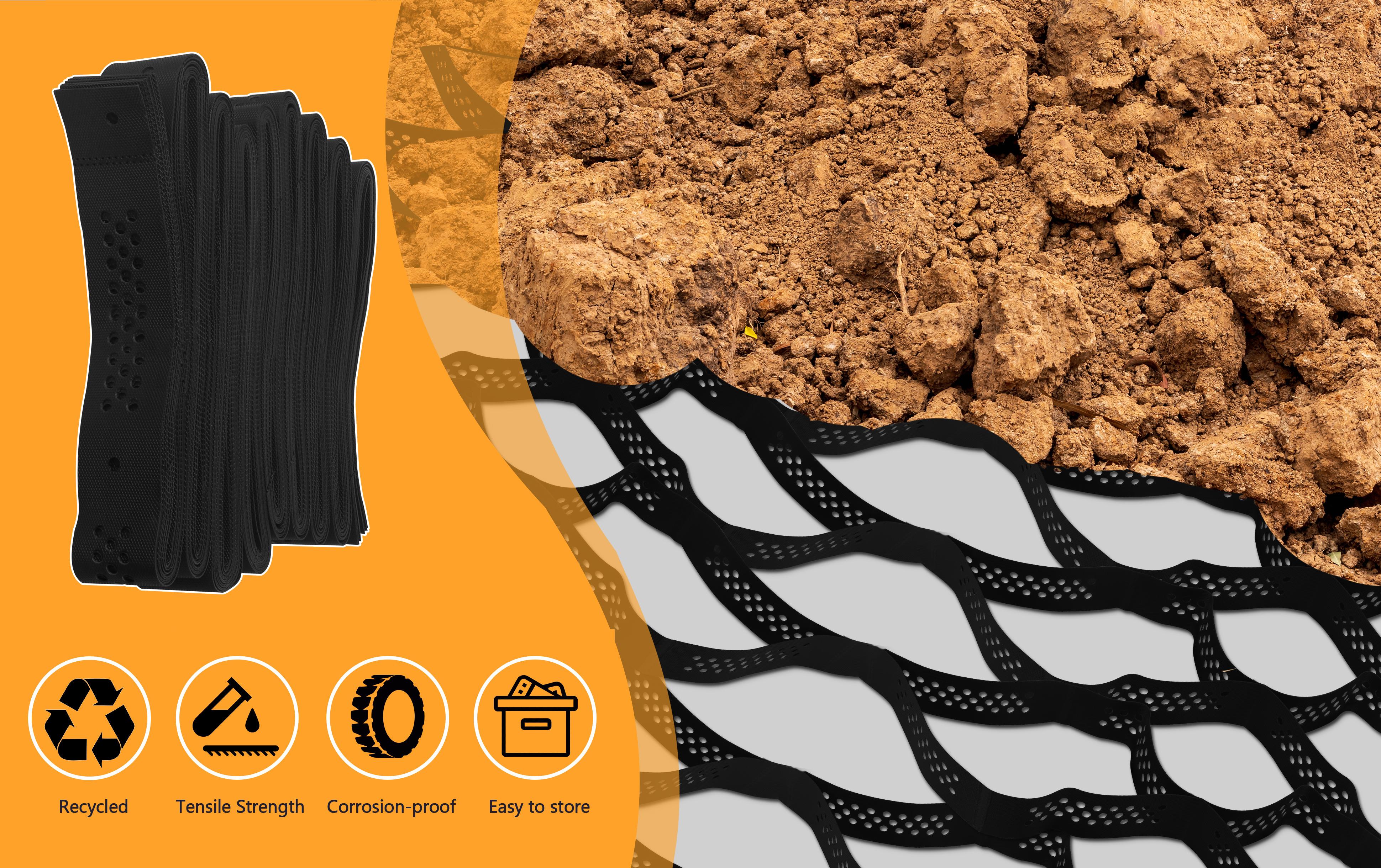 SUNNYGLADE 3" Thick Ground Grid 33 x 6.5 FT Gravel Retainer 1880 LBS Per Sq ft HDPE Material Anti-slip & Anti-deformation for DIY Patio Walkway Driveway Stabilization