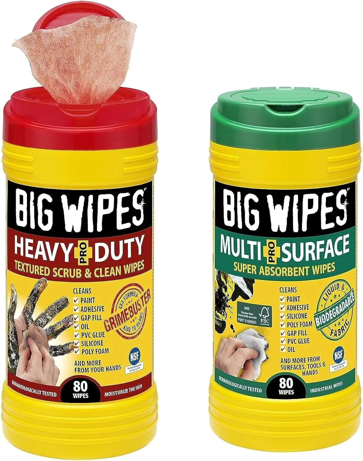 Big Wipes Heavy Duty Pro+ Multi-Surface Cleaner Wipes, Strong Textured Cloth Scrub, Skin-Safe, Oil/Grease Removal, Aloe Vera Infused, Multiple Quantities, Plastic Bottle Pack Household Cleaning Cloths, Disposable Cleaning Cloths