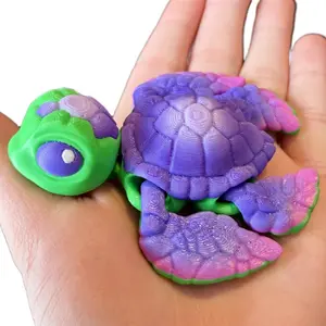 Articulated Sea Turtles | 3D printed plastic articulated sea turtle fidget toy for fun and stress relief - Decor Multicolor Gift