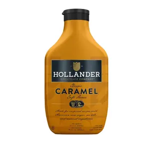 Hollander Caramel Café Sauce | GMO Free, Corn Syrup Free, Soy/Gluten Free |15 fl. oz. Squeeze Bottle | Flip Cap
