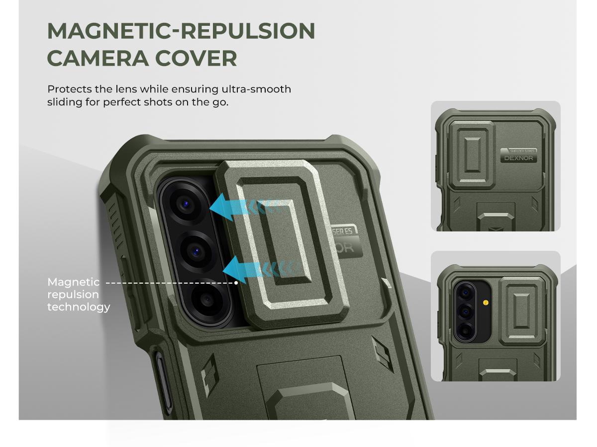 Dexnor for Samsung Galaxy A17-5G Case, [2 Front Frame] [Bulit-in Magnetic Slide Camera Cover & Kickstand] Heavy Duty Protection Shockproof Samsung A17-5G Case with Screen Protector, 6.7in