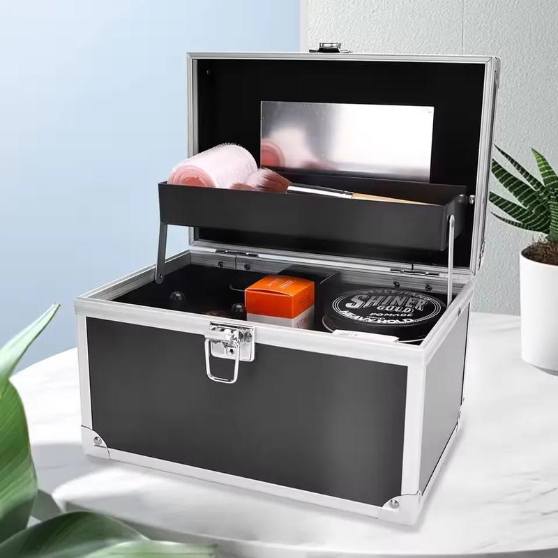 3-Tier Makeup Organizer with Mirror - Portable Mini Storage Beauty Box, Jewelry Case & Nail Art Toolbox for Professionals, Compact Design, Highquality Case, Travelfriendly Users