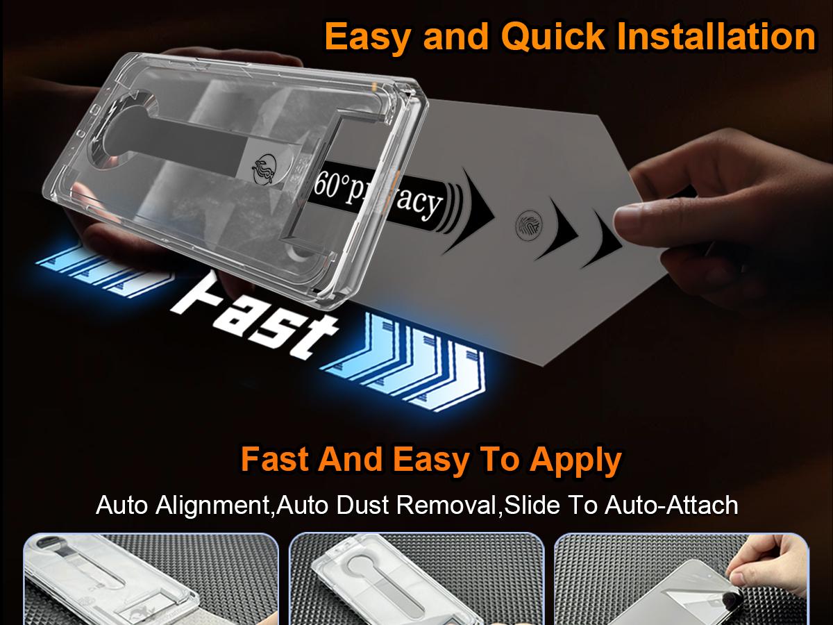 One Fish[2PCS] 360° Privacy [4 sides Privacy] Screen Protector [UP, DOWN, LEFT, RIGHT] Anti-Spy, Tempered Glass, Full Protection.