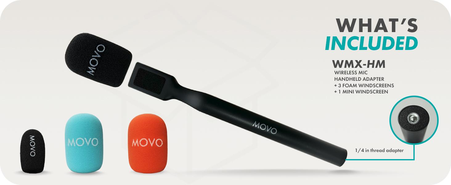 Movo | WMX-HM | Handheld Interview Mic Handle Adapter for Wireless Microphones Audio Recording Smartphone Protection