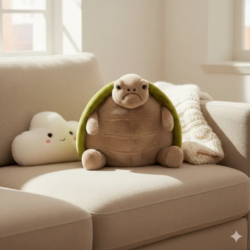 Weighted Grumpy Turtle Plushie (Timmy) - Emotional Support Stuffed Animal, Anxiety Companion, Quirky Gift, Soft Squishy Pillow, House Decoration, Plushies
