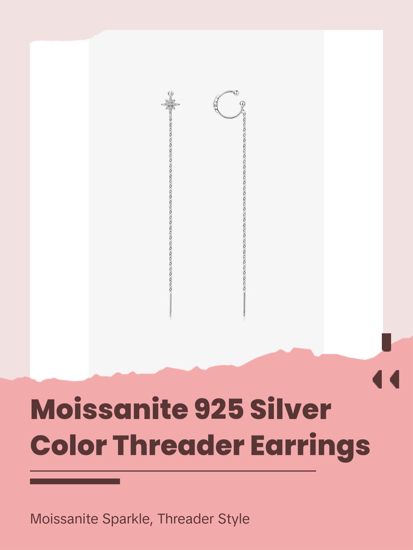 Moissanite 925 Sterling Silver Threader Earrings
