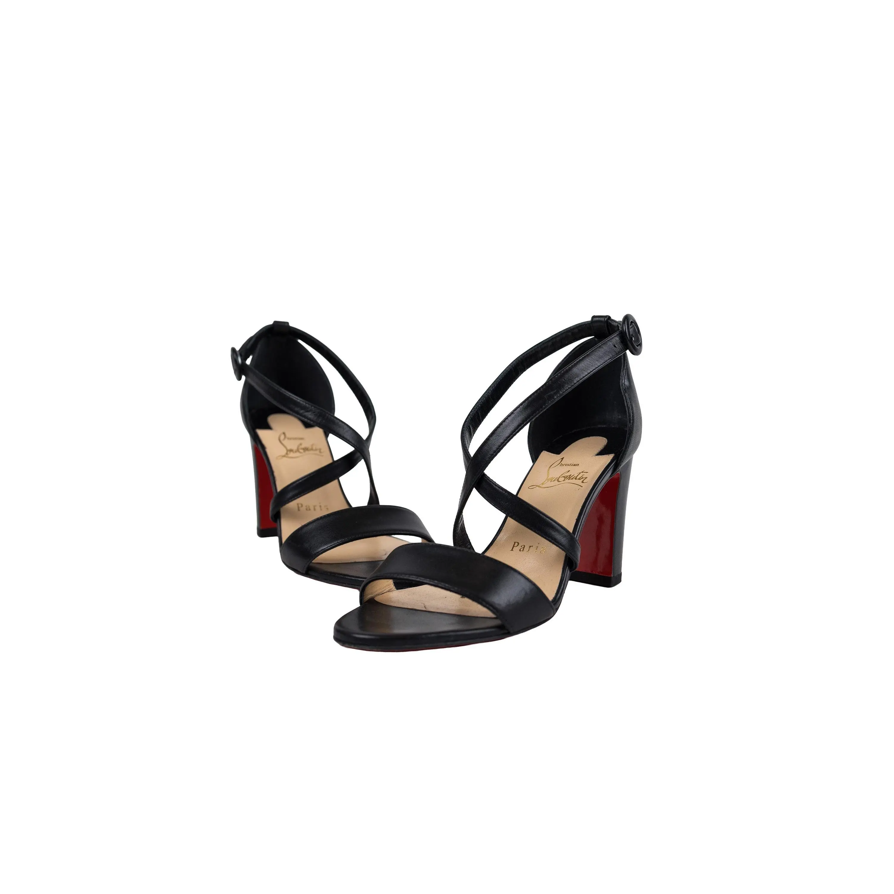 Pre-owned Christian Louboutin Black Leather Heels Size 34.5