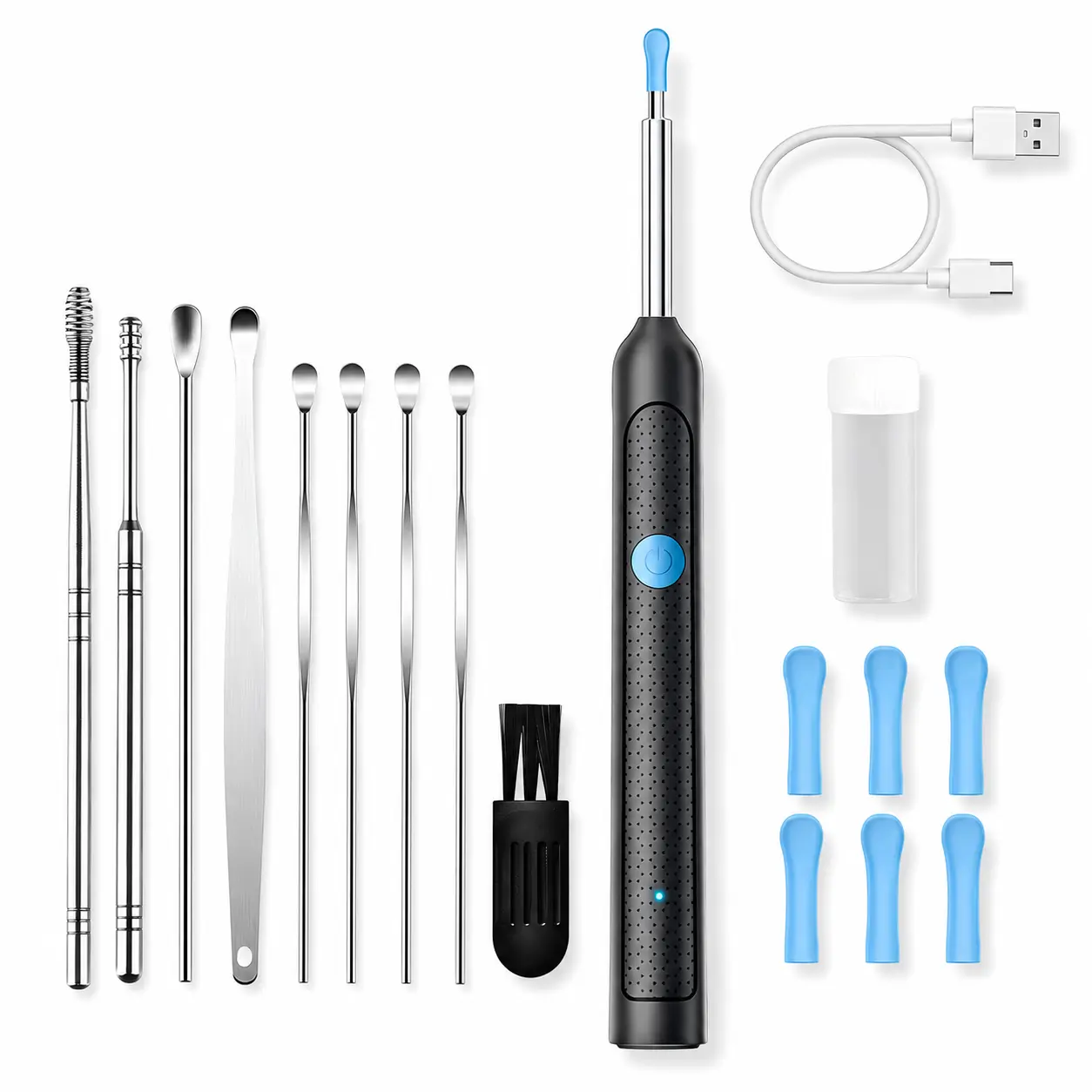 Smart Visual Ear Wax Removal Tool with 1920P HD Camera WiFi Otoscope Waterproof Ear Cleaner Kit 6 LED Lights Wireless Earpick Endoscope Compatible with iPhone iPad Android Smart Phone Portable Storage Box Set