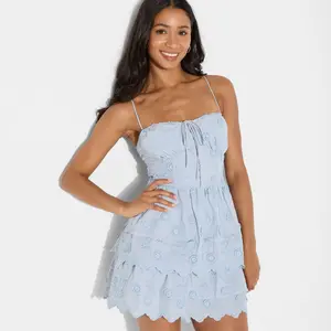 Women's Embroidered Mini A-Line Dress - Wild Fable Light Blue L