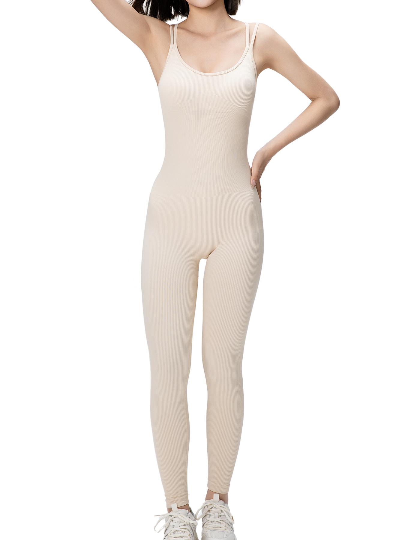 SUOVADUN 310001 Women's Seamless Sportswear One-Piece Yoga Jumpsuit with Tummy Control Hip Lift for Daily Wear and Training Solid Color Stretchable Activewear Workout Gym Clothing