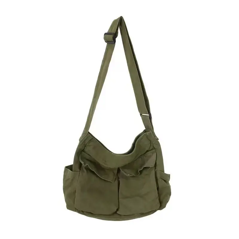 Vintage Canvas Satchel Crossbody Shoulder Bag Multifunctional Commuter Bag with Multiple Pockets Stylish Casual Daypack