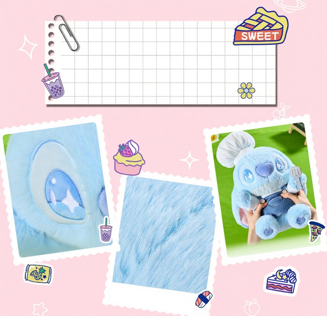 MINISO Disney Stitch Food Party Series Plush,Cute Bear Stuffed Animal Doll,Soft Material,Bedroom Decor,Kawaii Gift for Boys & Girls