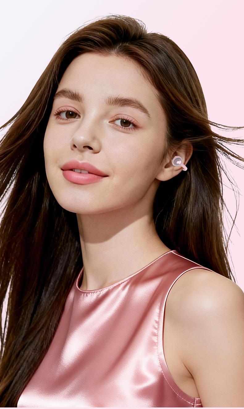 PAXA M161 Stylish Clip-On Wireless Headphones with Bluetooth 6.0, Built-In Makeup Mirror & Fill Light, Hi-Definition Sound, Low-Power Stable Connection, Audio Earbuds for Music & Phone Calls, Perfect Gift for Girls