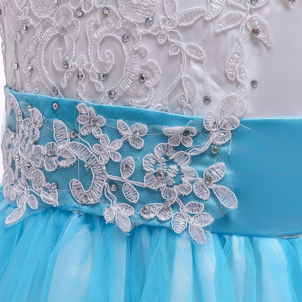 231 Lilac Kids Clothes Embroidered Bow Princess Long Gown Children Formal Graduation Party Prom Dress White Flower Girls 3-14Y