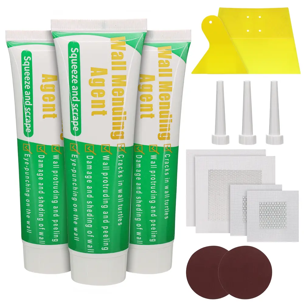 3-Pcs Drywall Repair Kit with Scraper, Fast-Drying Spackle Wall Patch, Multi-Size Hole & Stain Filler, Indoor Safe DIY Home Improvement Tools for Home Use