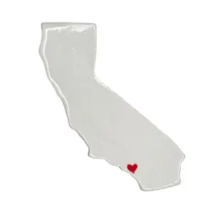 Newport Beach Ceramic Magnet - Handmade Orange County California Souvenir with Heart Design