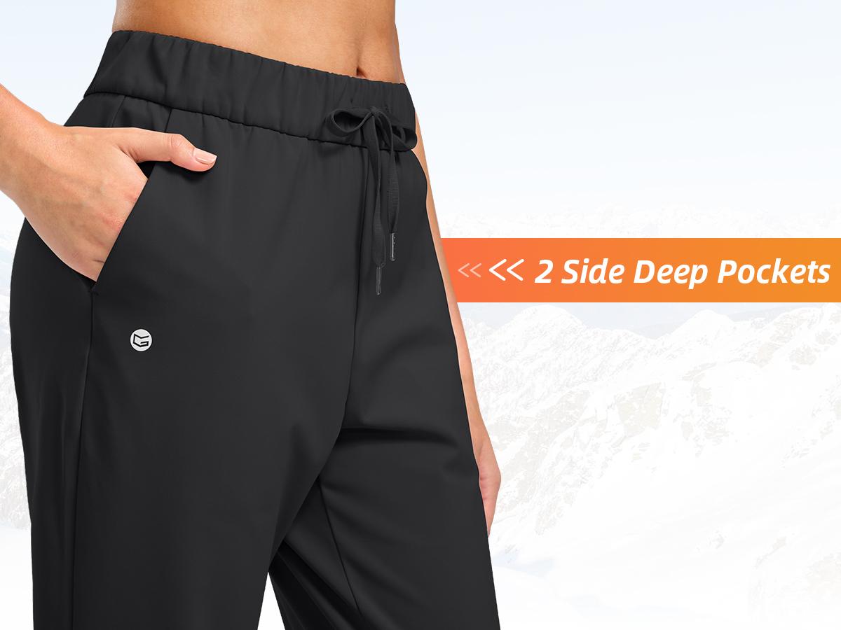 G Gradual Fleece Lined Pants Women 27.5"/29" Golf Pants 3 Pockets Water Resistant Warm Sweatpants for Cold Weather Warmth Elastic Drawstring Casual Wear