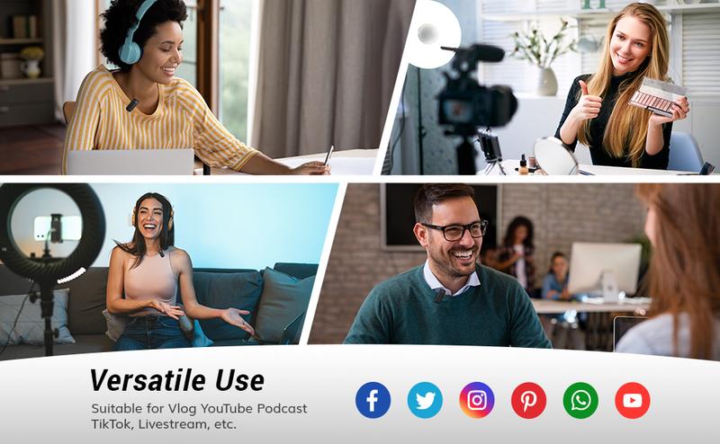 TONOR TL350  Wireless Lavalier Microphones, Portable Lapel Mini Microphone System, Professional Clip On Lav Mic for Recording, Live Stream, Podcast