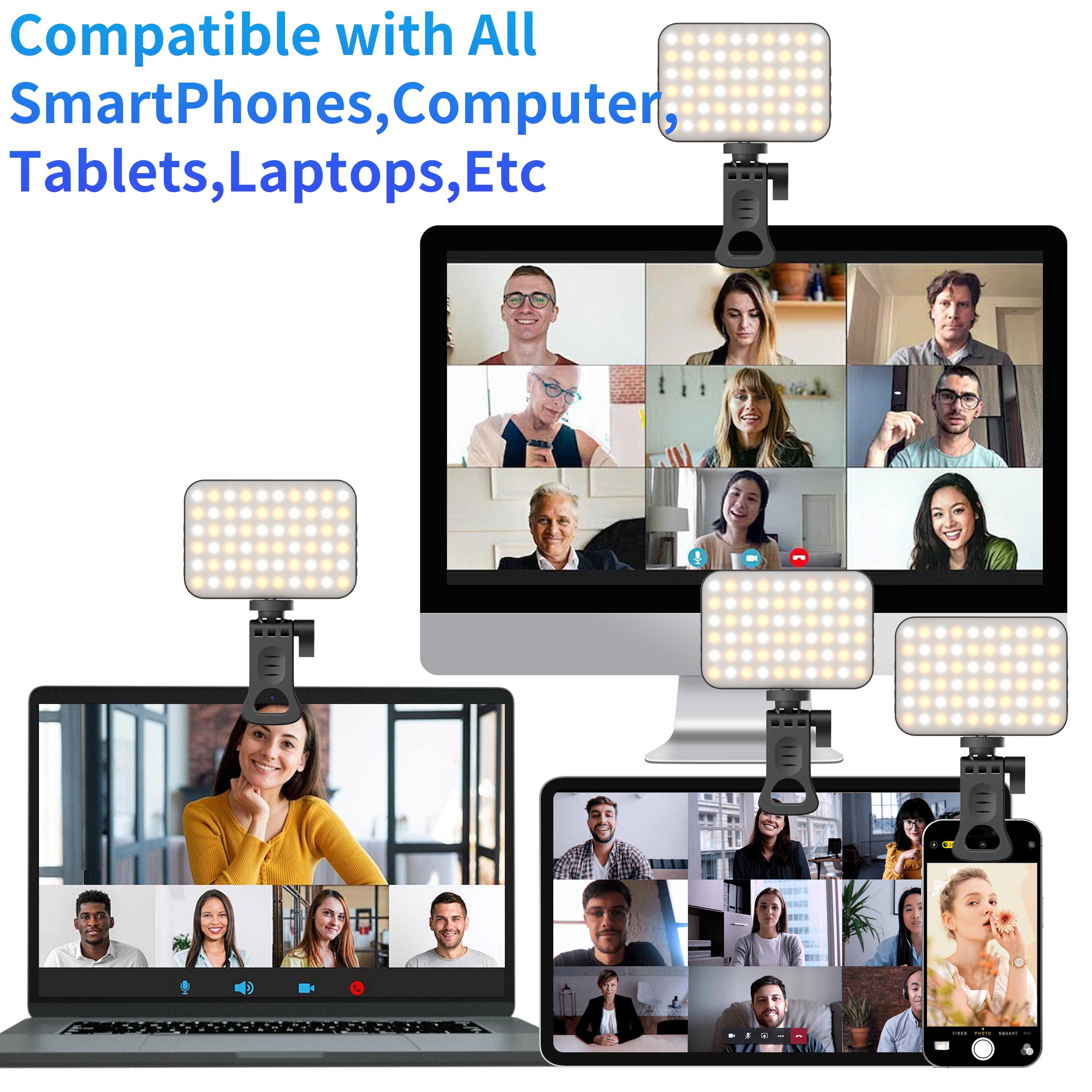 Rechargeable Clip-On Selfie Light | Fill Light for Video Calls, Streaming & Makeup Compatible with Phone, Laptop, Tablet