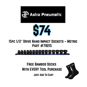 Astro Pneumatic 15pc 1/2″ Drive Nano Impact Sockets – Metric