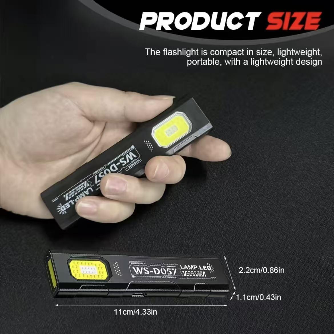 Flashlight with Magnet – 550LM USB-C Rechargeable LED Work Light | 5-Mode 800mAh Magnetic Flashlight with Clip | Portable Lamp for Auto Repair Car Shop Detailing Camping Night Work