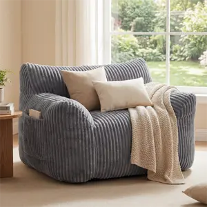 LIKIMIO Giant Bean Bag Chair with Side Pocket, Oversized Plush Fluffy Cloud Couch for Adults & Kids, Faux Fur Floor Sofa for Living Room, Bedroom, Gaming and Reading