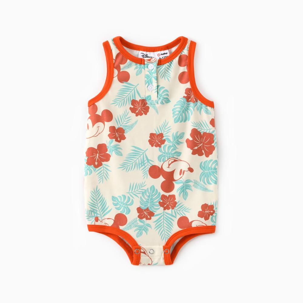 Disney Mickey Mouse Tropical Floral Family Matching Outfits Hawaiian Shirts & Dresses for Mom Dad Kids Baby Naia Soft Fabric Beach Vacation Clothes Spring Glow Up - Womenswear, Apparel