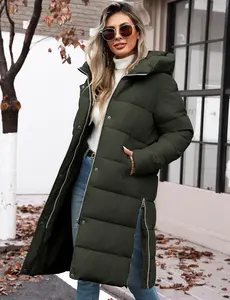 UMIPUBO Women's Cozy Winter Long Puffer Outerwear - Thick Quilted Long Sleeve Hooded Parka, Women's Tops/Womenswear, Casual Zip-Up Jacket with Side Zipper (2025 Trendy)