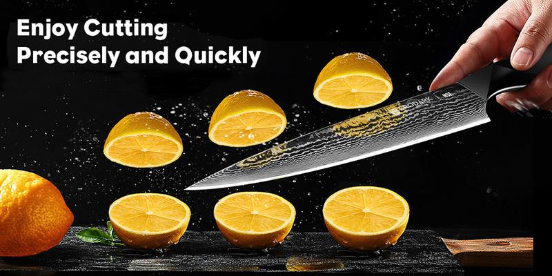 BRODARK 3 PCS Damascus Knife Set - Sharp Professional Kitchen Knife Set, Chef Knife Set with Ergonomic Full-Tang ABS Handle for Home, Restaurant (Dark Horse Series) Outdoorfun Meatcleaverset Cooking