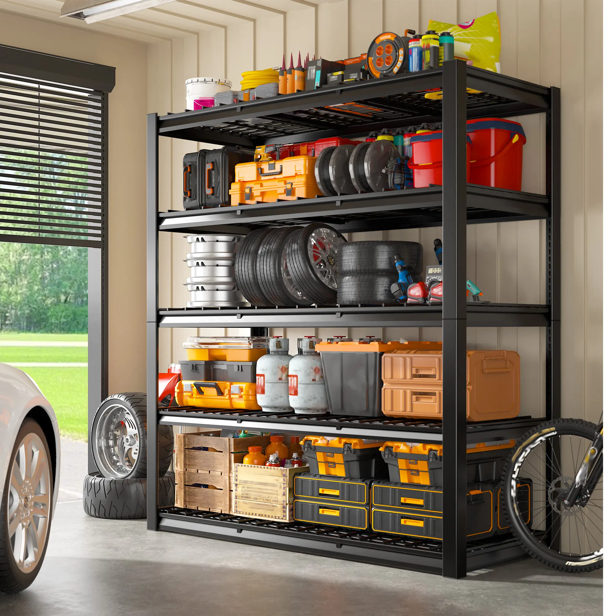Raybee Heavy Duty Garage Shelves 5&4 Tier All Metal Wire Shelving Unit Height Adjustable Versatile Utility Shelf Rack for Warehouse Pantry Storage Store Organizer #TikTokShopBackToSchool