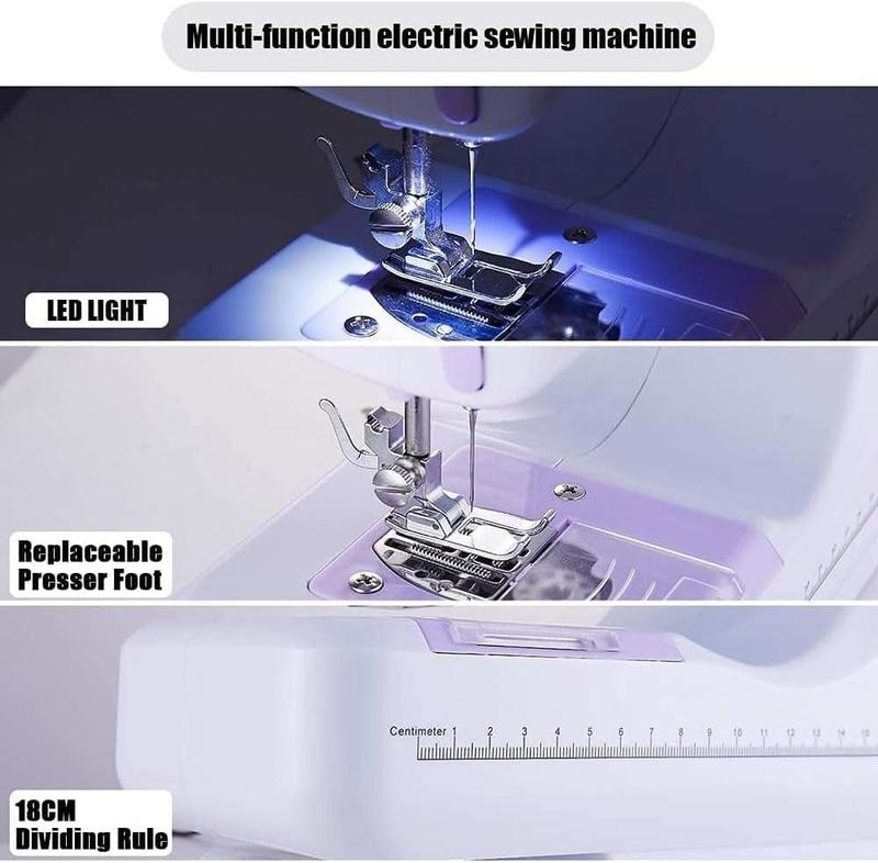 Portable Mini Electric Sewing Machine – 12 Built-in Stitches, 2-Speed Control, Foot Pedal Operation, Built-in Light, Storage Drawer & Complete Sewing Kit – Perfect for Beginners & Home Use (Purple)