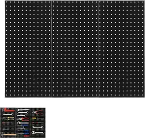 Garvee 3 Pack Metal Pegboard Panels, 36" x 24" Steel Peg Board Wall Organizer with Flexible Layout for Garage Storage, Workshop, Kitchen & Craft Room Tool Organization,, Black