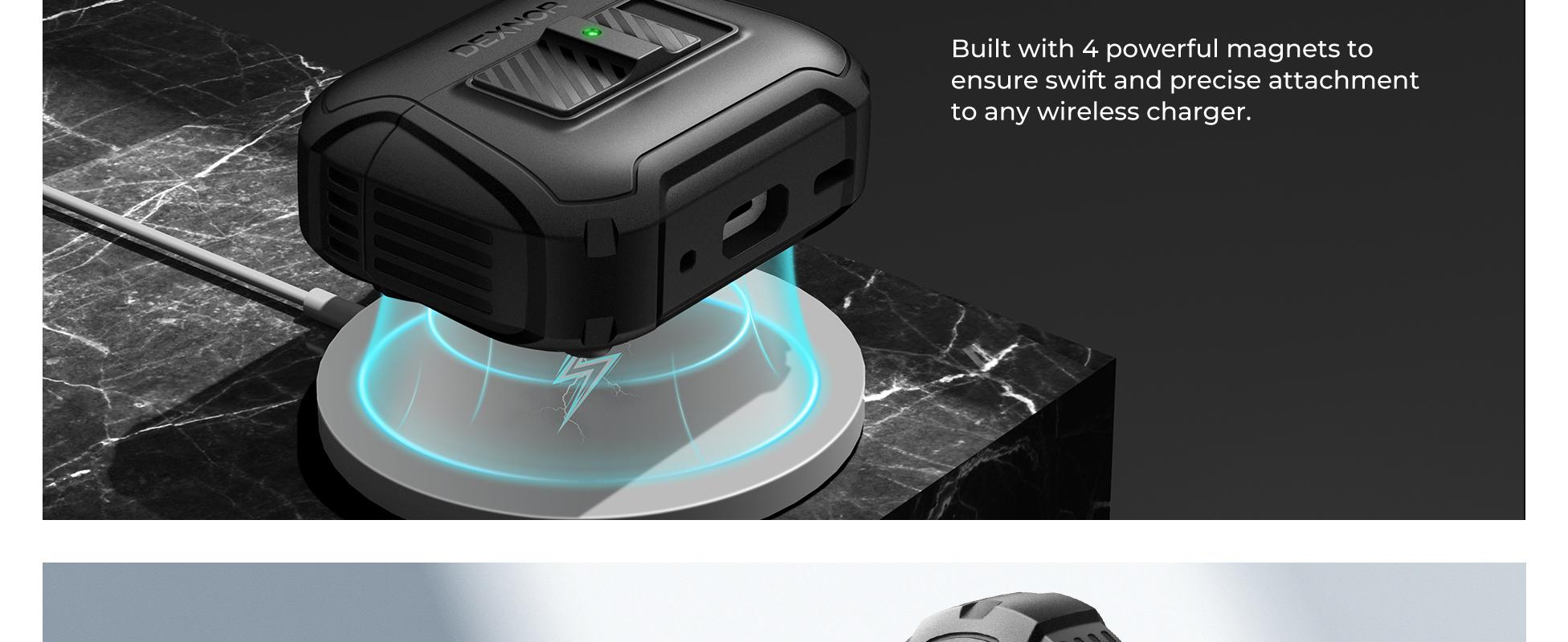 Dexnor Magnetic Case for AirPods Pro 2nd/1st Generation (2023/2022/2019), Compatible with MagSafe, Drop-Proof Lock Full-Body Shockproof Hard Protective Cover Rugged Bumper Cases with Carabiner Protection Handy