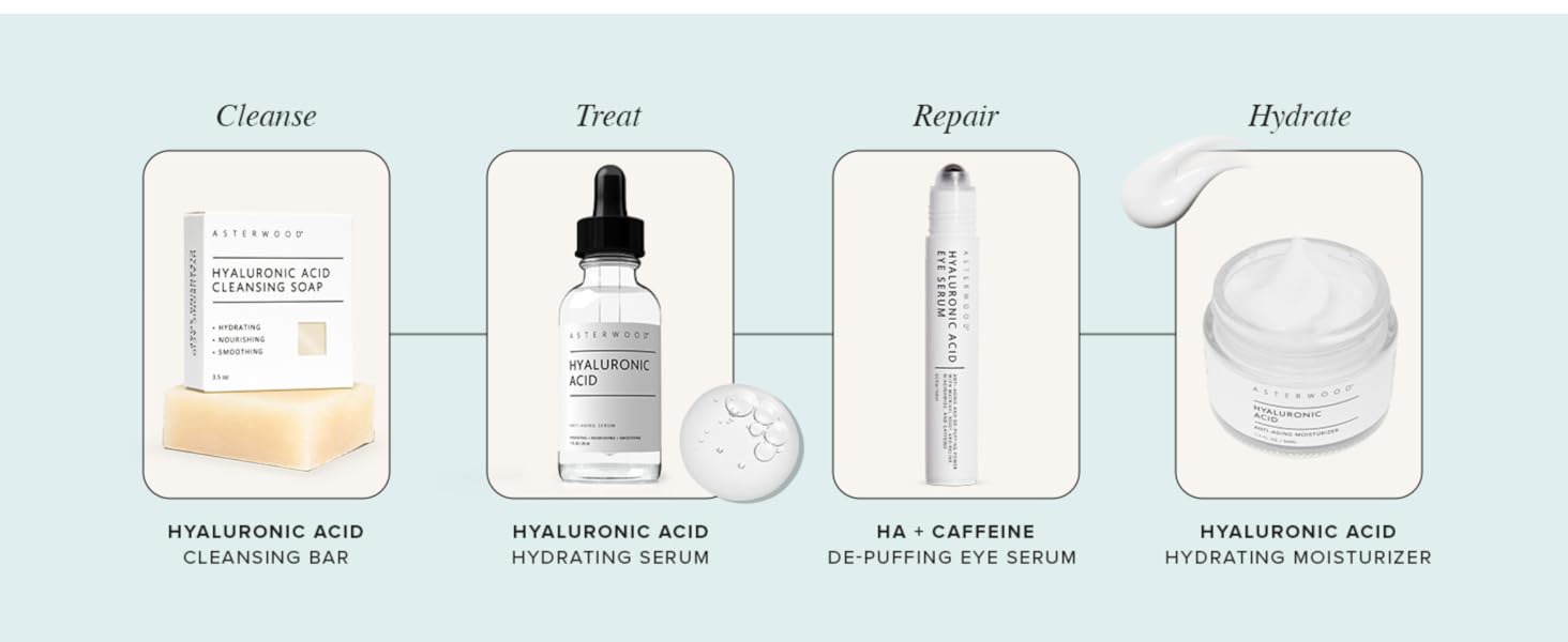 Asterwood Hyaluronic Acid Serum for Face | Hydrating & Plumping Anti-Aging Serum for Dry & Sensitive Skin | Fragrance-Free, Vegan Skincare