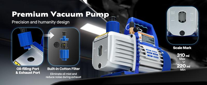 VIVOHOME 110V 1/4 HP 3.5CFM Single Stage Rotary Vane Air Vacuum Pump and AC Manifold Gauge Set Kit with Thermometer for R134a R12 R22 R502 R410a HVAC Air Conditioning Refrigeration Recharging VIVOHOME 110V 1/4 HP 3.5CFM Single Stage Rotary Vane Air Vacuum Pump and AC Manifold Gauge Set Kit with Thermometer for R134a R12 R22 R502 R410a HVAC Air Conditioning Refrigeration Recharging