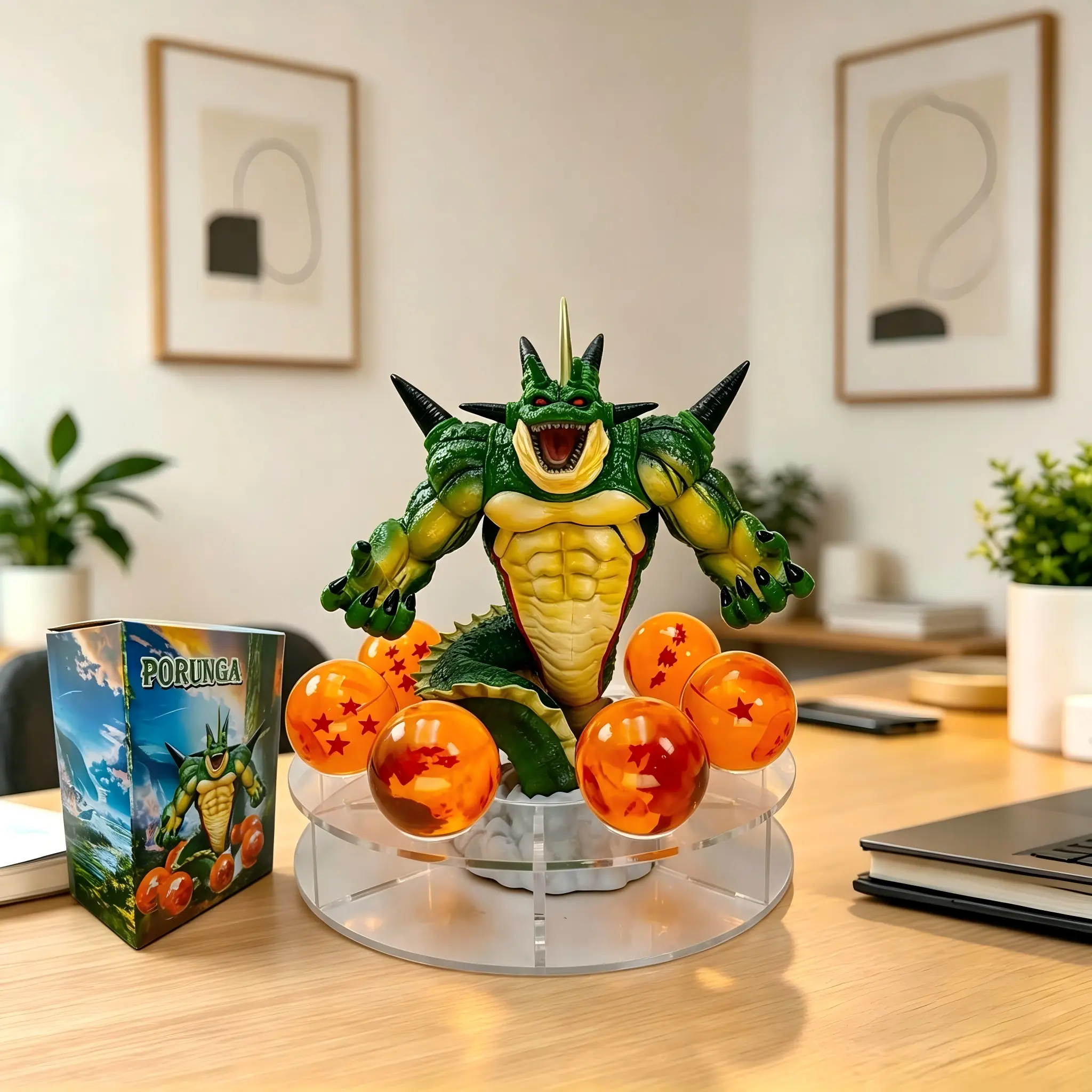 DBZ legendary Resurrection Dragon Statue Model 16cm PVC material with 7 crystal balls and plastic base, which is indelible and suitable for home decoration collection as a gift for boyfriend.