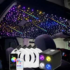 36W Twinkle 4 Color 1800 Pc Starlight Headliner Kit with Colorful Shooting Stars, Total 1920 Pcs Fiber Optics Length 4m/13.1ft, Starlights Car Roof for Big Vehicle Luxury Car Decoration Car Accessories for Men, Led Lights Car, Car Decorative Light