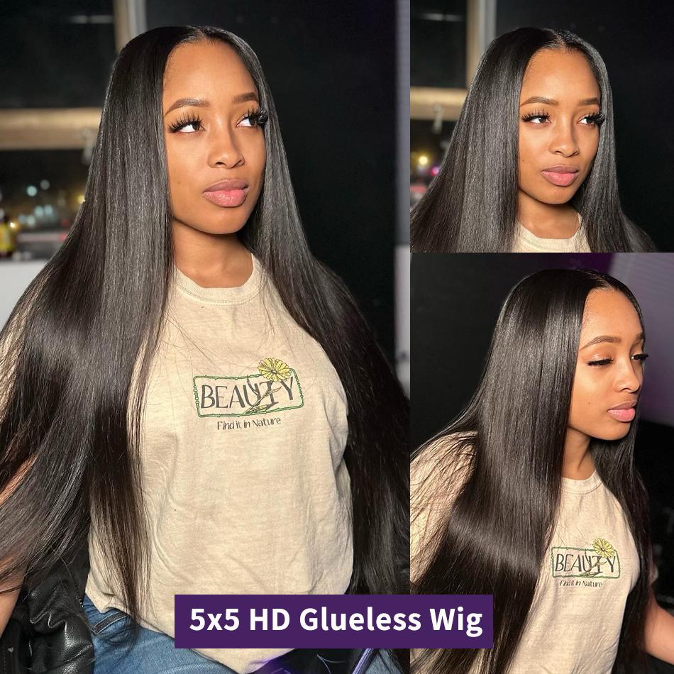 Bling Hair Wear and Go Glueless Straight Human Hair Wigs 180 Density Silky Straight 9x6 7x5 5x5 6x4 Hd Lace Closure Wig Human Hair PrePlucked Brazilian Hair For Women TikTokShopBlackFriday