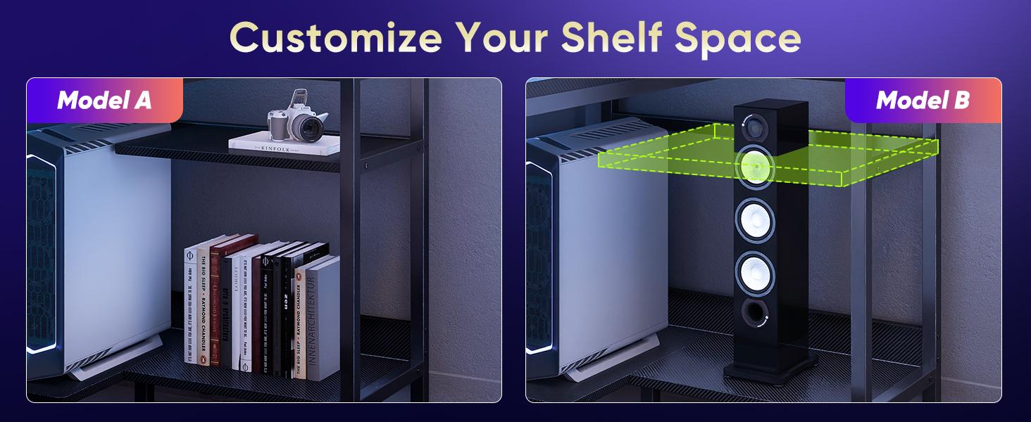 Gaming Desk, Computer Desk with USB Charging Ports, Power Outlets, Type-C and LED Lights, Reversible L Shaped Desk with Storage Shelves & Monitor Stand for Office, Gaming Room Gaming Desk, Computer Desk with USB Charging Ports, Power Outlets, Type-C and LED Lights, Reversible L Shaped Desk with Storage Shelves & Monitor Stand for Office, Gaming Room